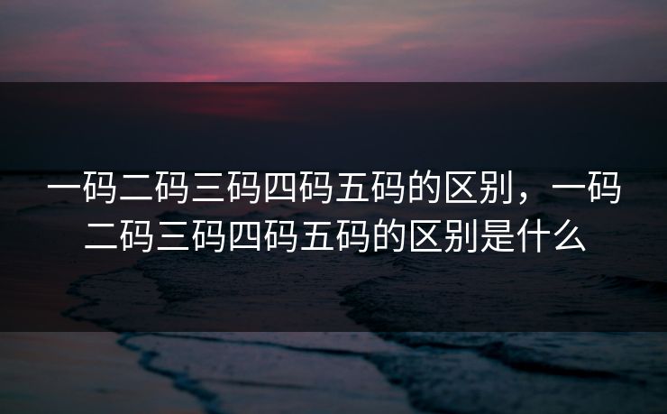 一码二码三码四码五码的区别，一码二码三码四码五码的区别是什么