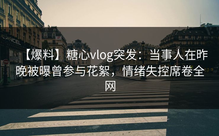 【爆料】糖心vlog突发：当事人在昨晚被曝曾参与花絮，情绪失控席卷全网