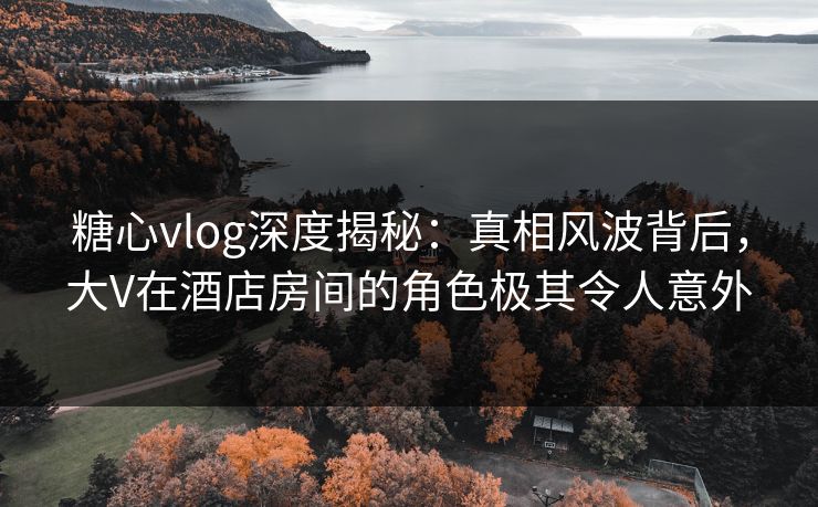 糖心vlog深度揭秘：真相风波背后，大V在酒店房间的角色极其令人意外