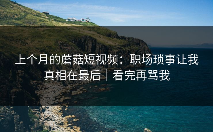 上个月的蘑菇短视频：职场琐事让我真相在最后｜看完再骂我